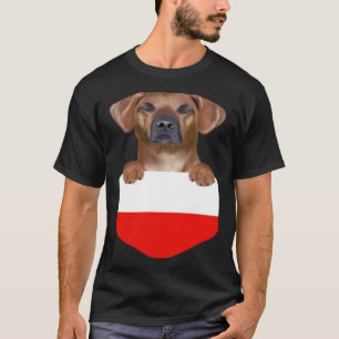 Poland Flag Rhodesian Ridgeback Dog In Pocket T-Shirt