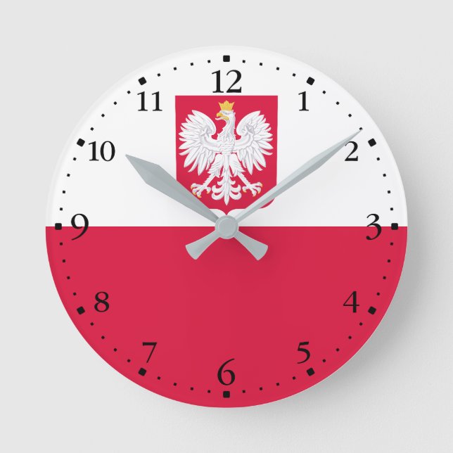 Poland Flag Round Clock (Front)