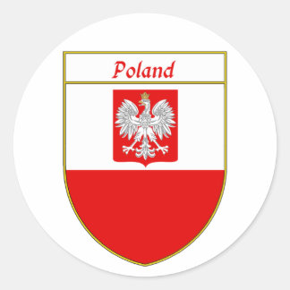 Poland Flag Shield Classic Round Sticker