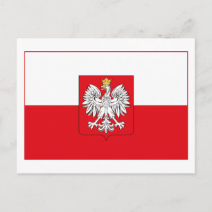 Poland Flag w COA (light) Postcard