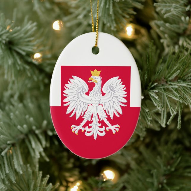 Poland flag (with coat of arms) ceramic ornament (Tree)
