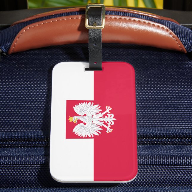 Poland flag (with coat of arms) luggage tag (Front Insitu 2)