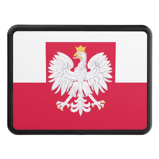 Poland flag (with coat of arms) trailer hitch cover (Front)