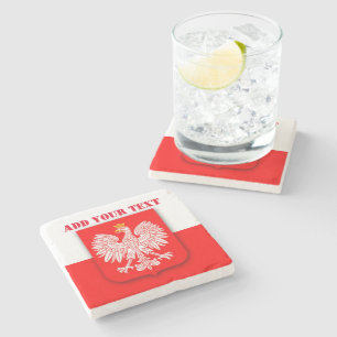 Poland Flag World Cup 2022 Football Soccer Polska Stone Coaster
