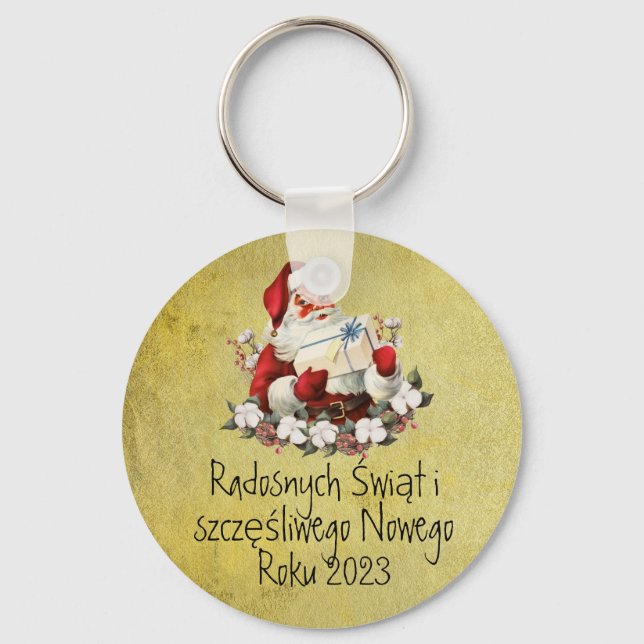 Poland Gift Wesołych Świąt Merry Christmas Polish Keychain (Front)