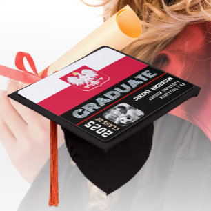 Poland Graduation Hat, Photo, Polish Flag Cap Topper