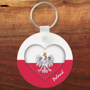 Poland & Heart,  Polish Flag fashion / sports Keychain