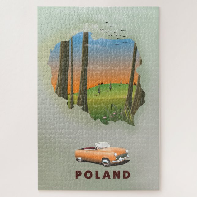 Poland Illustrated travel poster print. Jigsaw Puzzle (Vertical)