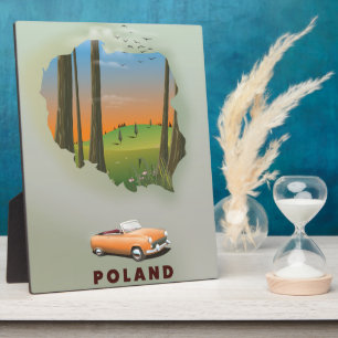 Poland Illustrated travel poster print. Plaque