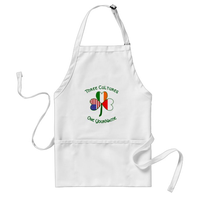 Poland Irish American Flags Shamrock Personalized  Standard Apron (Front)