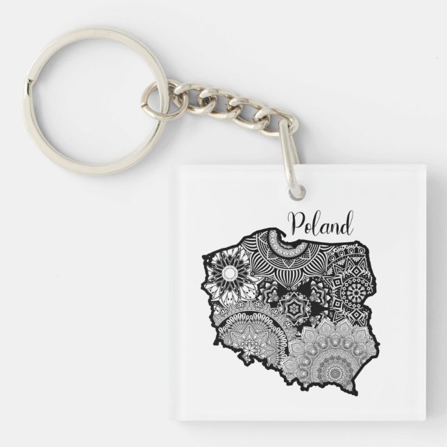 Poland Mandala Map Keychain (Front)