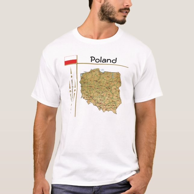 Poland Map + Flag + Title T-Shirt (Front)