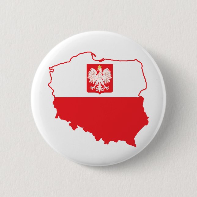 Poland Map In Polish Colours 2 Inch Round Button (Front)