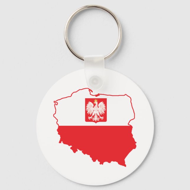 Poland Map In Polish Colours Keychain (Front)
