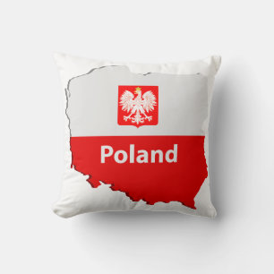 Poland map throw pillow