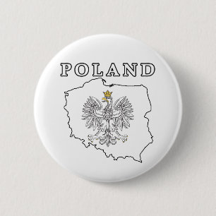 Poland Map With Eagle 2 Inch Round Button