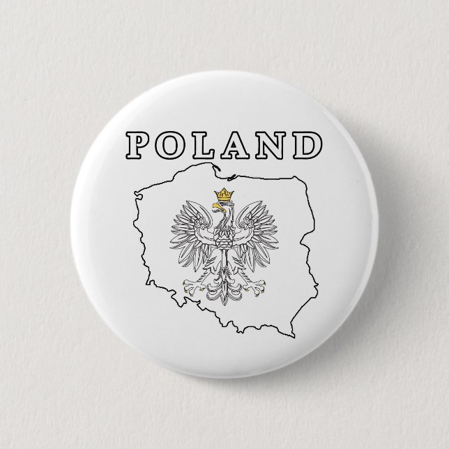 Poland Map With Eagle 2 Inch Round Button (Front)