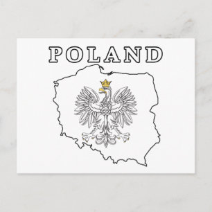 Poland Map With Eagle Postcard