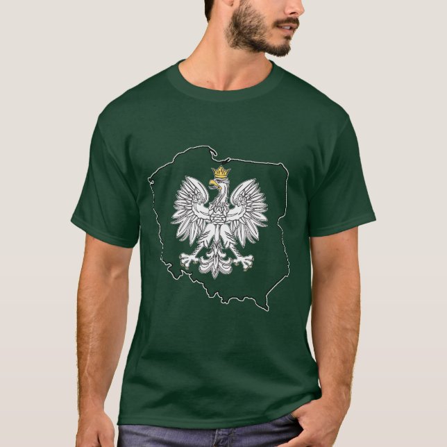 Poland Map With Eagle T-Shirt (Front)