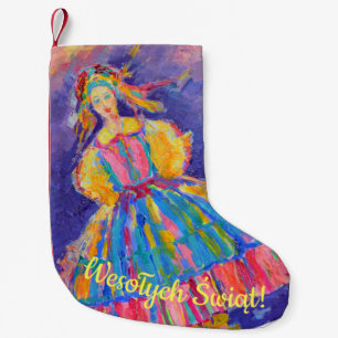 Poland Merry Christmas Wesołych Świąt gift Small Christmas Stocking