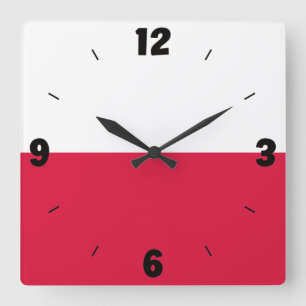 Poland National Flag Patriotic Square Wall Clock