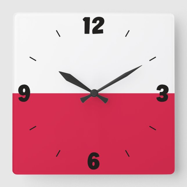 Poland National Flag Patriotic Square Wall Clock (Front)