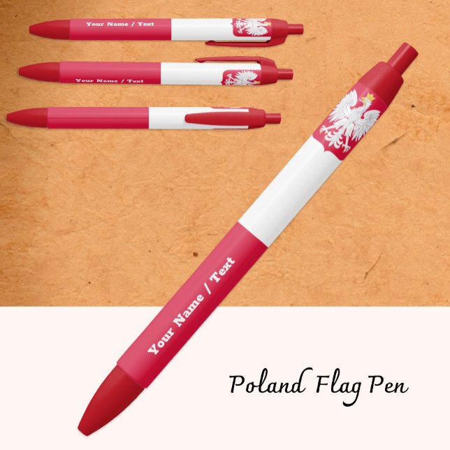 Poland Pen, Polish Flag Pen, Personalized Black Ink Pen (Creator Uploaded)