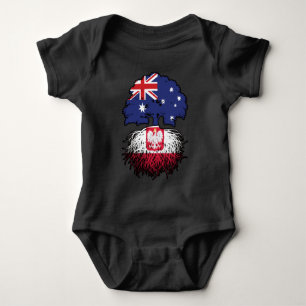 Poland Polish Australian Australia Tree Roots Flag Baby Bodysuit