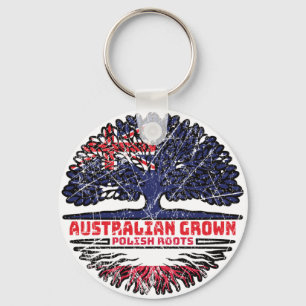 Poland Polish Australian Australia Tree Roots Flag Keychain