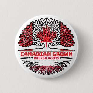 Poland Polish Canadian Canada Tree Roots Flag 2 Inch Round Button