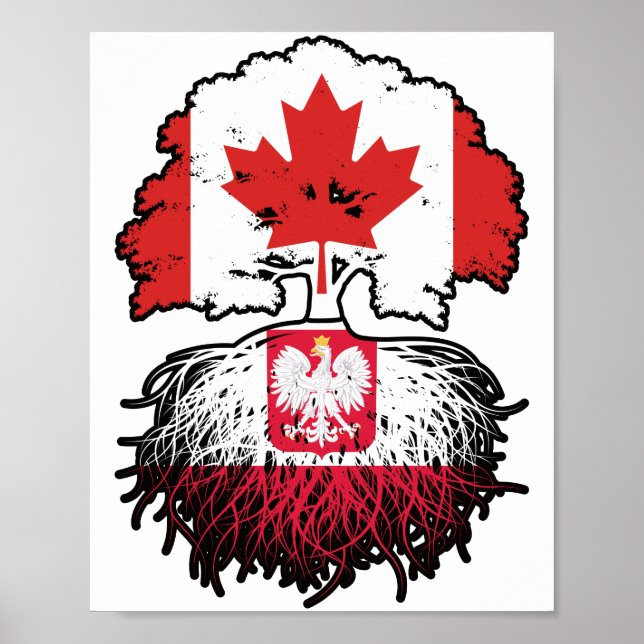 Poland Polish Canadian Canada Tree Roots Flag Poster (Front)