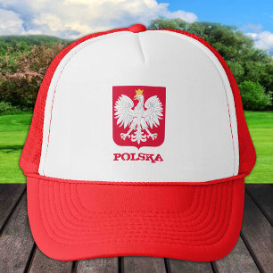Poland & Polish Flag Hat, Eagle Herb Polski  Truck Trucker Hat