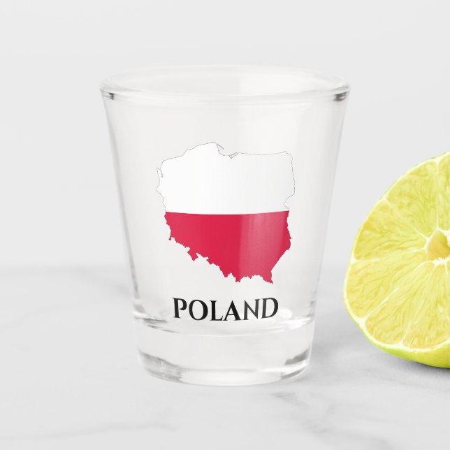 Poland Polish Flag Map Shot Glass (Front)