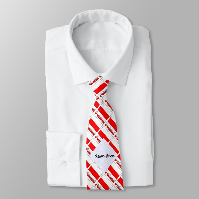 Poland Polish Flag Tiled Black Personalization  Tie (Tied)