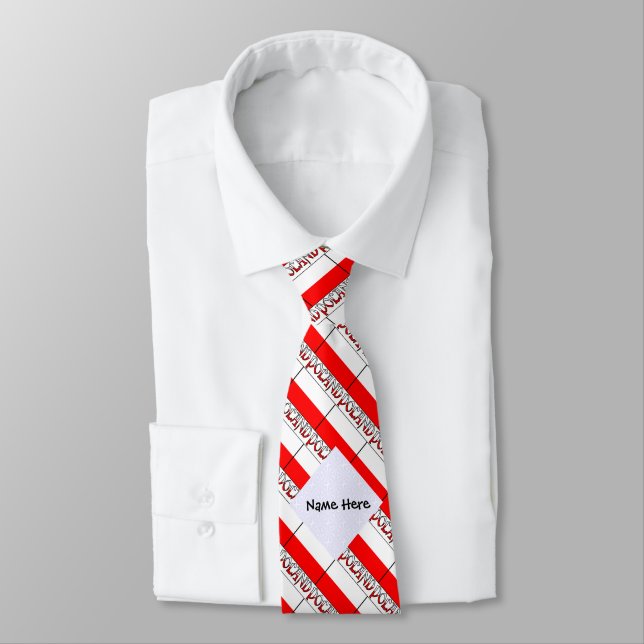 Poland Polish Flag Tiled Black Personalization  Tie (Tied)