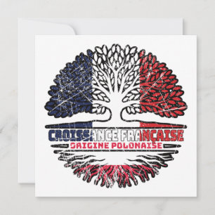 Poland Polish French France Tree Roots Flag Card