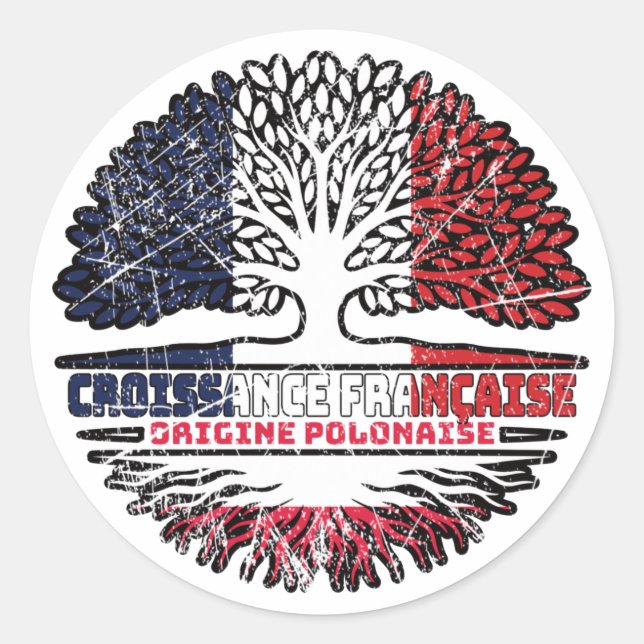 Poland Polish French France Tree Roots Flag Classic Round Sticker (Front)