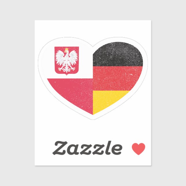 Poland Polish Germany German Heart Love Flag (Sheet)