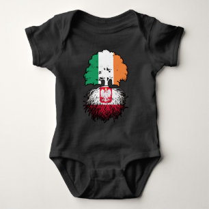 Poland Polish Irish Ireland Tree Roots Flag Baby Bodysuit