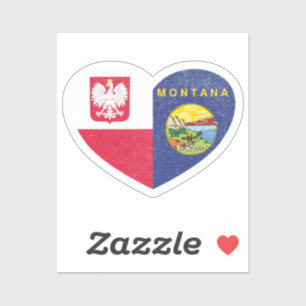 Poland Polish Montana Montanan Heart Love Flag