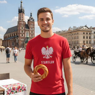 Poland Polish Red White Eagle Polska Custom Name T-Shirt