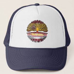 Poland Polish Spain Spanish Tree Roots Flag Trucker Hat