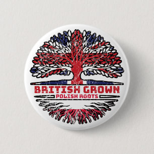 Poland Polish Uk United Kingdom British Tree Roots 2 Inch Round Button