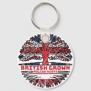 Poland Polish Uk United Kingdom British Tree Roots Keychain