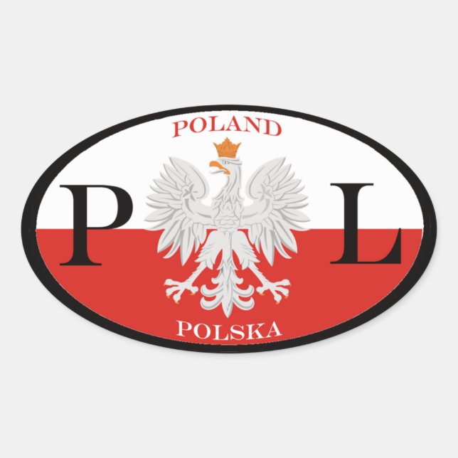 Poland Polska PL Oval Sticker (Front)