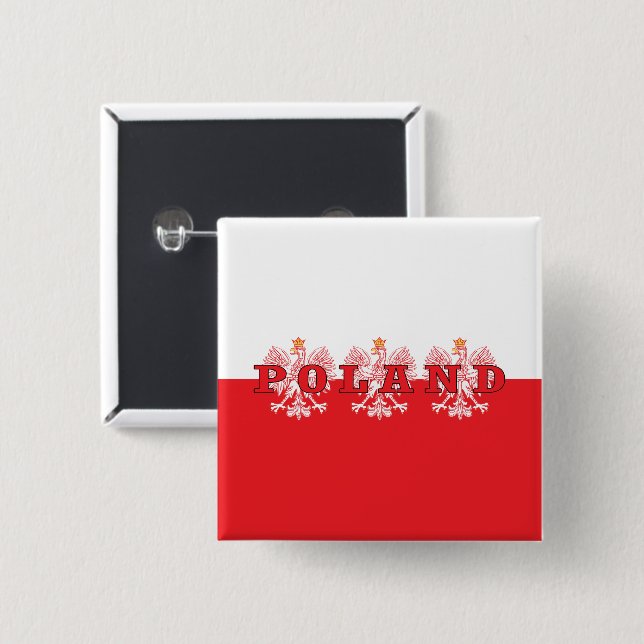 Poland Red Eagles 2 Inch Square Button (Front & Back)