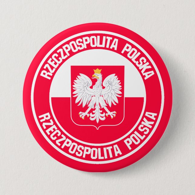 Poland Round Emblem 3 Inch Round Button (Front)
