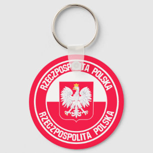 Poland Round Emblem Keychain