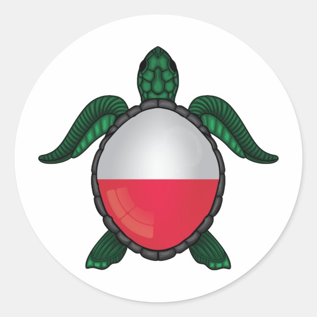 Poland sea turtle flag classic round sticker (Front)