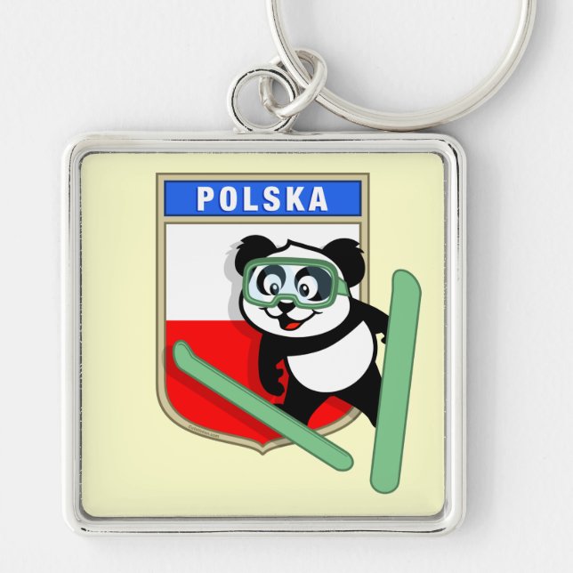 Poland Ski-jumping Panda Keychain (Front)